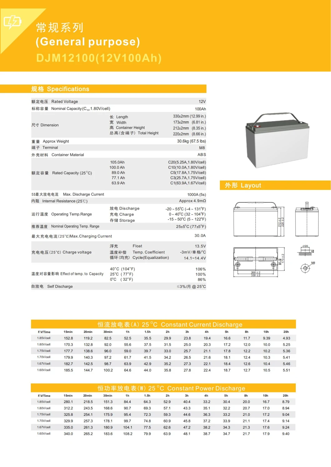 12V100ah 12V 100ah Lead Acid UPS AGM Accumulators Full Gel Deep Cycle VRLA Solar Battery SLA SMF High Rate Rechargeable Long Life Factory Batery